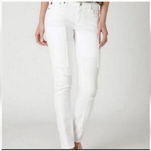 AG Adriano Goldschmied The Stevie Slim Straight White Patchwork Denim size‎ 27
